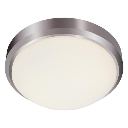 Three Light Brushed Nickel White Frosted Glass Mushroom Flush Mount